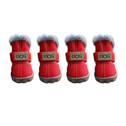 Botas de Chuva Quentes para Cães, Botas de Neve Impermeáveis para Pets, Sapatos Macios de Inverno para Cães, Pelúcia/PU Antiderrapante para Chihuahua, 4 Peças/Conjunto