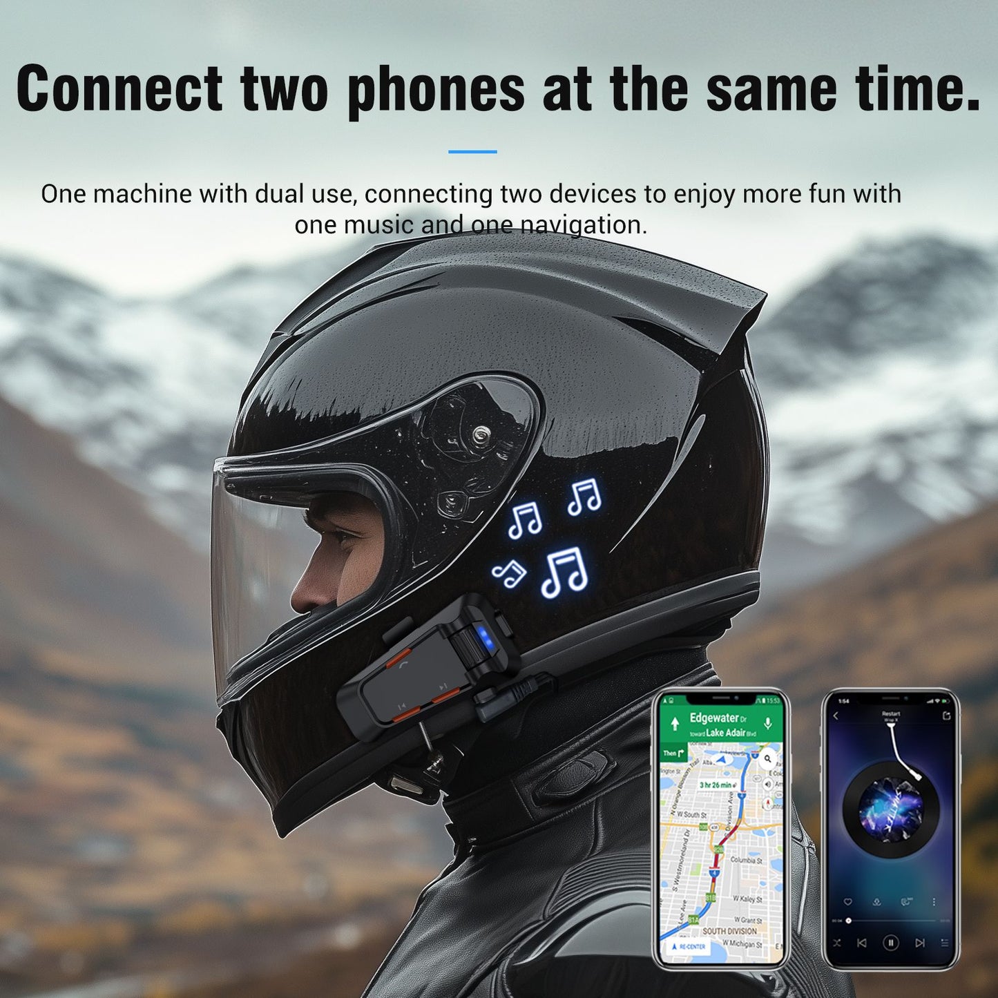 Fone de ouvido Bluetooth 6.0 para capacete com intercomunicação, comunicação em grupo, à prova d'água, para múltiplos passageiros, lançamento 2025 - Novo C2