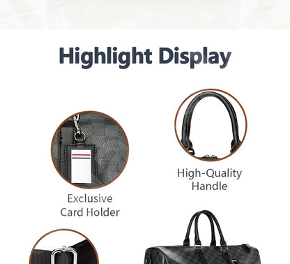 Men's Fashion Plaid Multifunctional Wear Resistant Waterproof Large Capacity Travel Business Luggage Bag Handbag Shoulder Bag