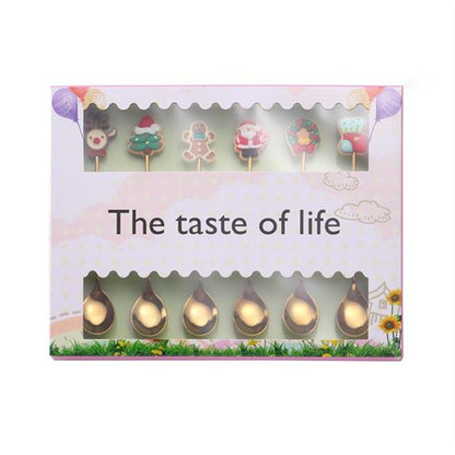 Christmas Gift  Deco Tableware Cutlery Set Elk Christmas Tree Decoration Dessert Spoon Fruit Fork Coffee Spoon Cutlery Gift