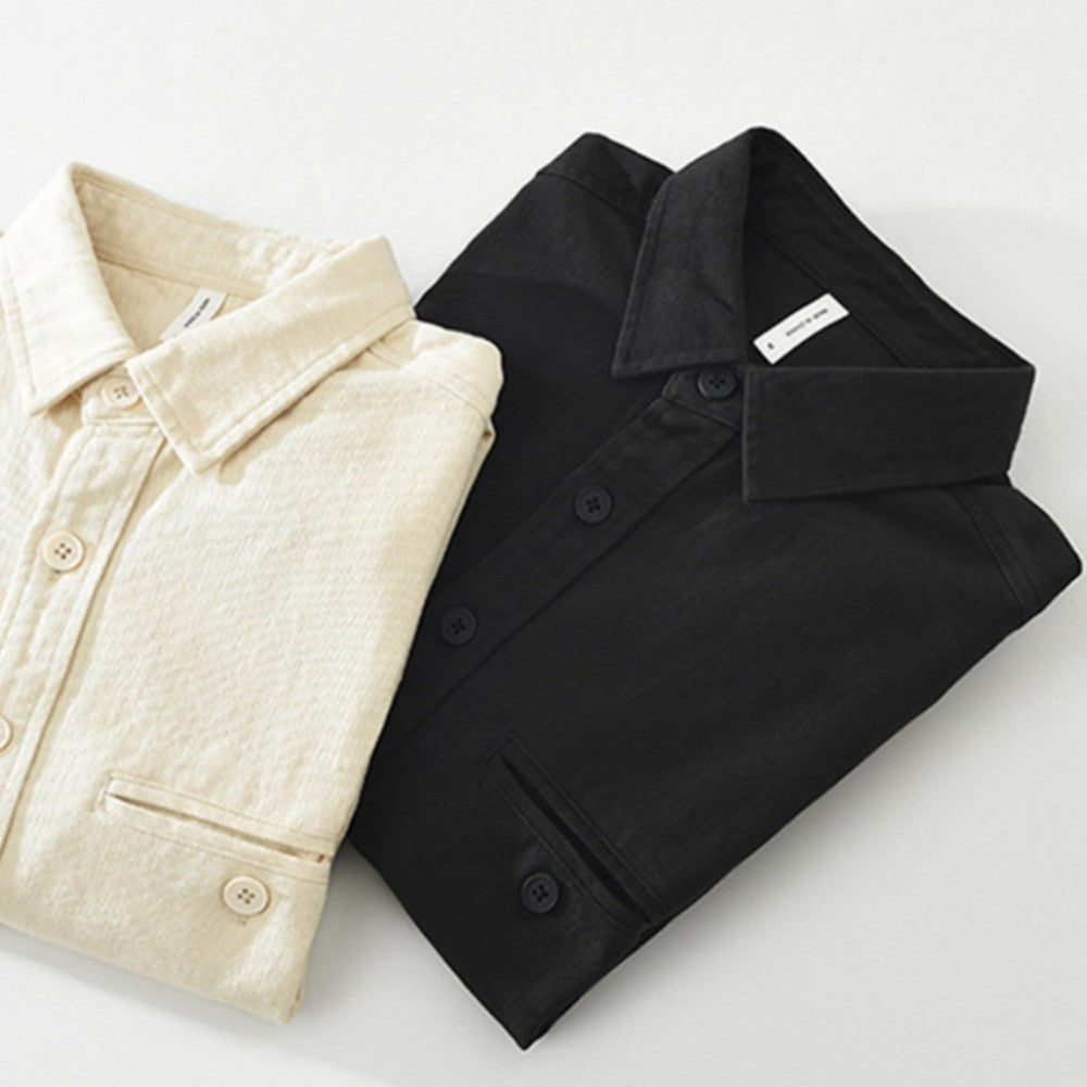 Autumn Winter men's long sleeve clothing cotton cargo shirts Solid workwear men tops Thickened shirt jacket for men 7569#