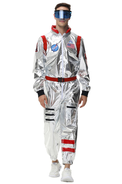 Adult Silver Astronaut Costume Men Women Spaceman Suit Space Jumpsuit Halloween Cosplay Party Dress Up