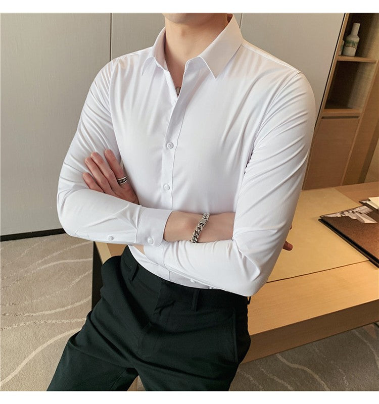 Plus Size S-7XL High Quality Men Dress Shirt 2024 Autumn Long Sleeve Solid Business Slim Shirts Homme Dress Social Casual Shirt