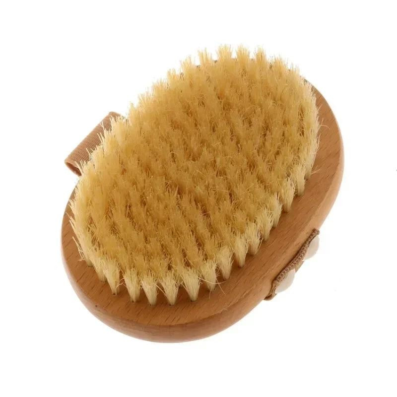Natural Bristle Brush Soft Wet Dry Skin Body SPA Bath Massager Home