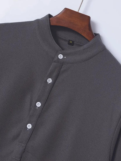 Men's Cotton Linen Henley T-Shirts Long Sleeve Hippie Casual Beach T-Shirts