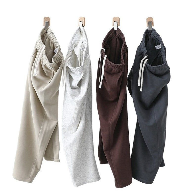 Calça de moletom reta 340G de terry, confortável, versátil, macia e suave para a pele, resistente a rugas e durável