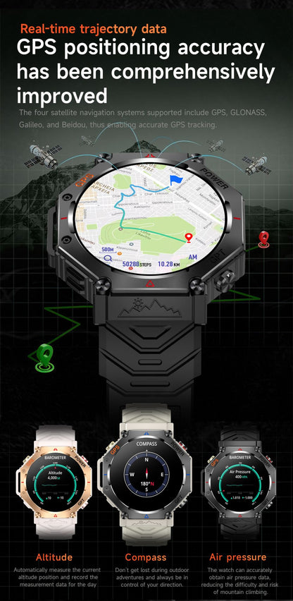 2025 Novo Smartwatch T-Rex 3 Ultra GPS Masculino 10ATM IP68 À Prova D'água GNSS de Banda Dupla Integrado Bússola Smartwatch Esportivo Militar