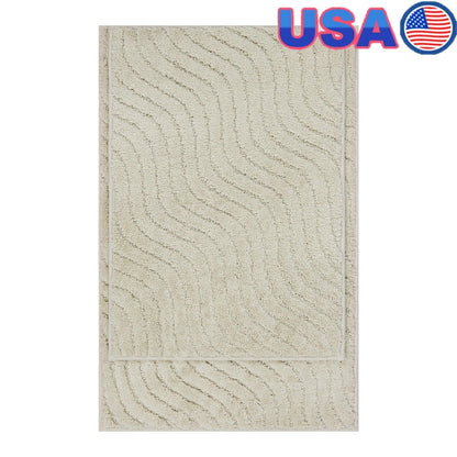 Jogo de 2 Tapetes de Banheiro Tufted Waves Antiderrapante Lavável à Máquina Macio Durável Poliéster Decoração para Banheiro 43x61 cm 51x76 cm