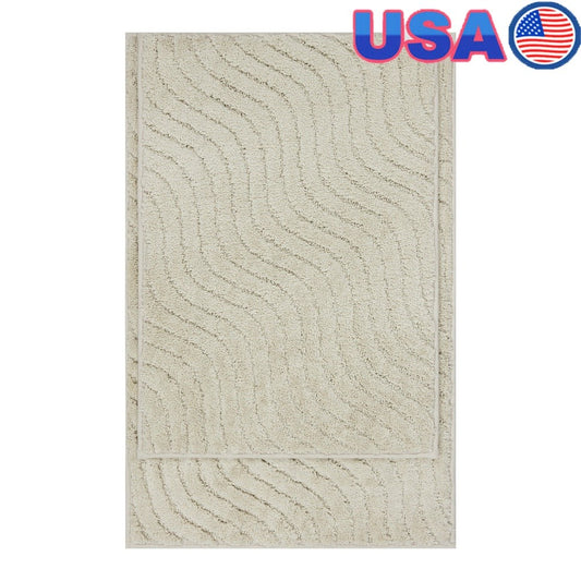 Jogo de 2 Tapetes de Banheiro Tufted Waves Antiderrapante Lavável à Máquina Macio Durável Poliéster Decoração para Banheiro 43x61 cm 51x76 cm