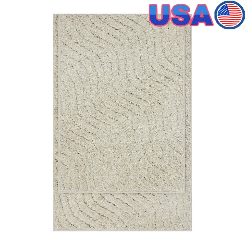 Jogo de 2 Tapetes de Banheiro Tufted Waves Antiderrapante Lavável à Máquina Macio Durável Poliéster Decoração para Banheiro 43x61 cm 51x76 cm
