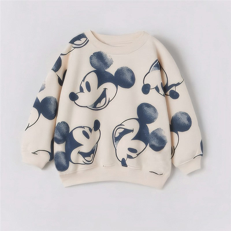 New Fashion Baby Clothes Sets Mickey Mouse Printed Long Sleeved Sweatshirt + Pant Toddler Boy Girl Outfits