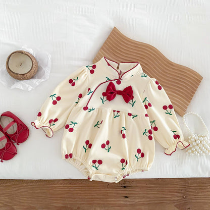 Newborn Christmas Red Clothes Autumn Kids Baby Girls Sweet Petal Collar Princess Rompers Infant New Baby Girls Rompers Clothes