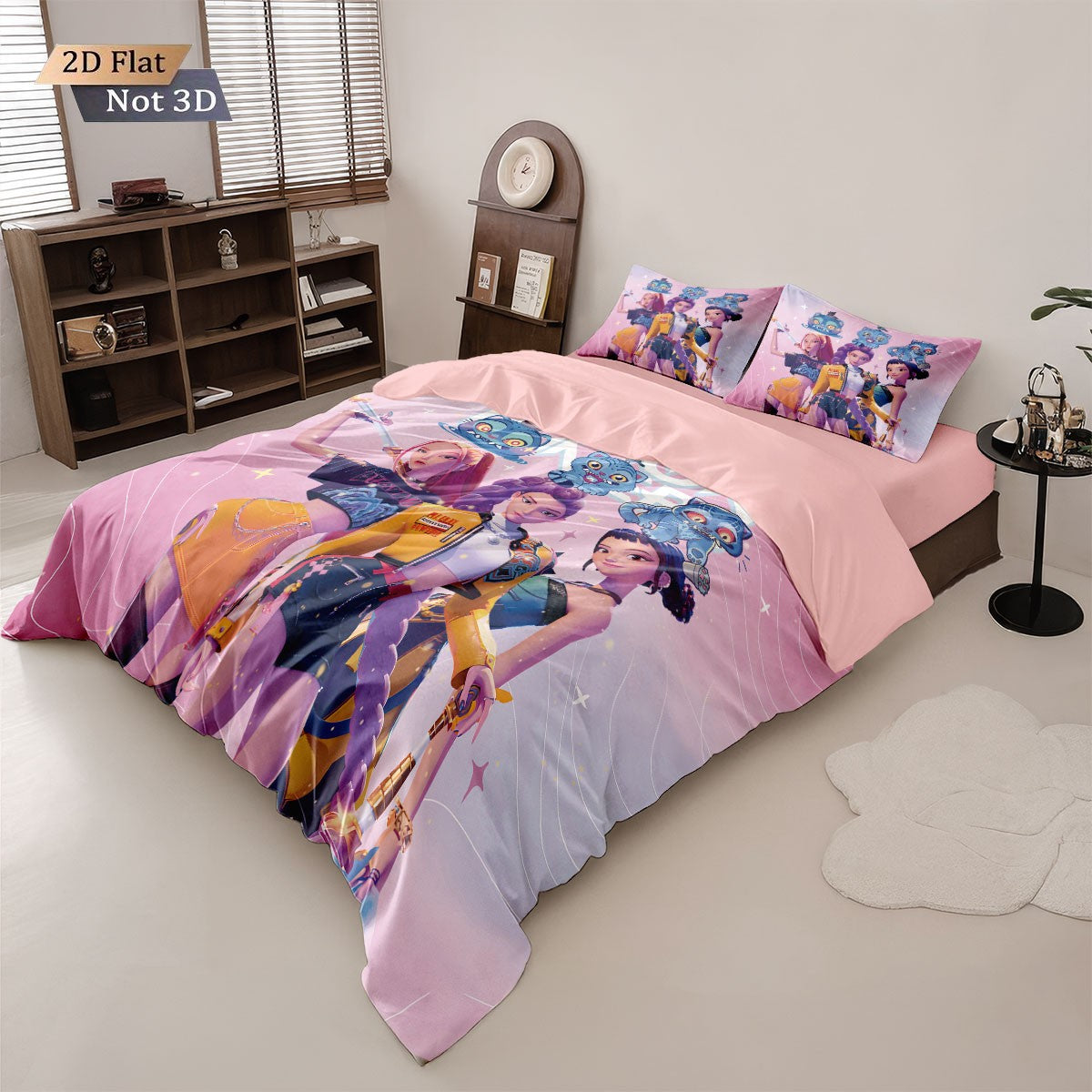 3pcsK-Pop Demon Hunters Printed Chipless Bedding, Multi Sized Bedding, Dormitory duvet Cover, Soft Machine Washable Decoration
