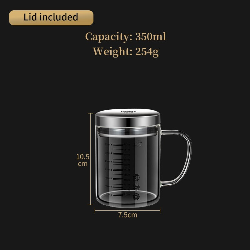 Y-244 Copo de Leite Caneca de Café Copo Medidor Graduado com Alça de Vidro Borossilicato Copos Medidores de Qualidade Alimentar Multifuncionais