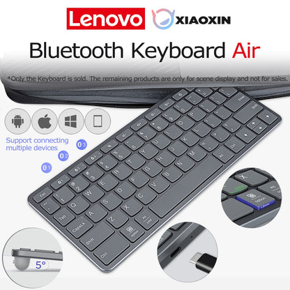 Teclado Bluetooth sem fio Lenovo Xiaoxin Air conecta 3 dispositivos Windows10 iPadOS15 Android10 para laptop, notebook, tablet, celular
