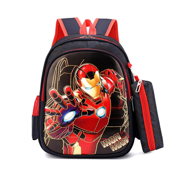 Disney Spiderman Unisex Backpacks Large Capacity Gilding Print Schoolbag For Children's Gifts With Pen Case