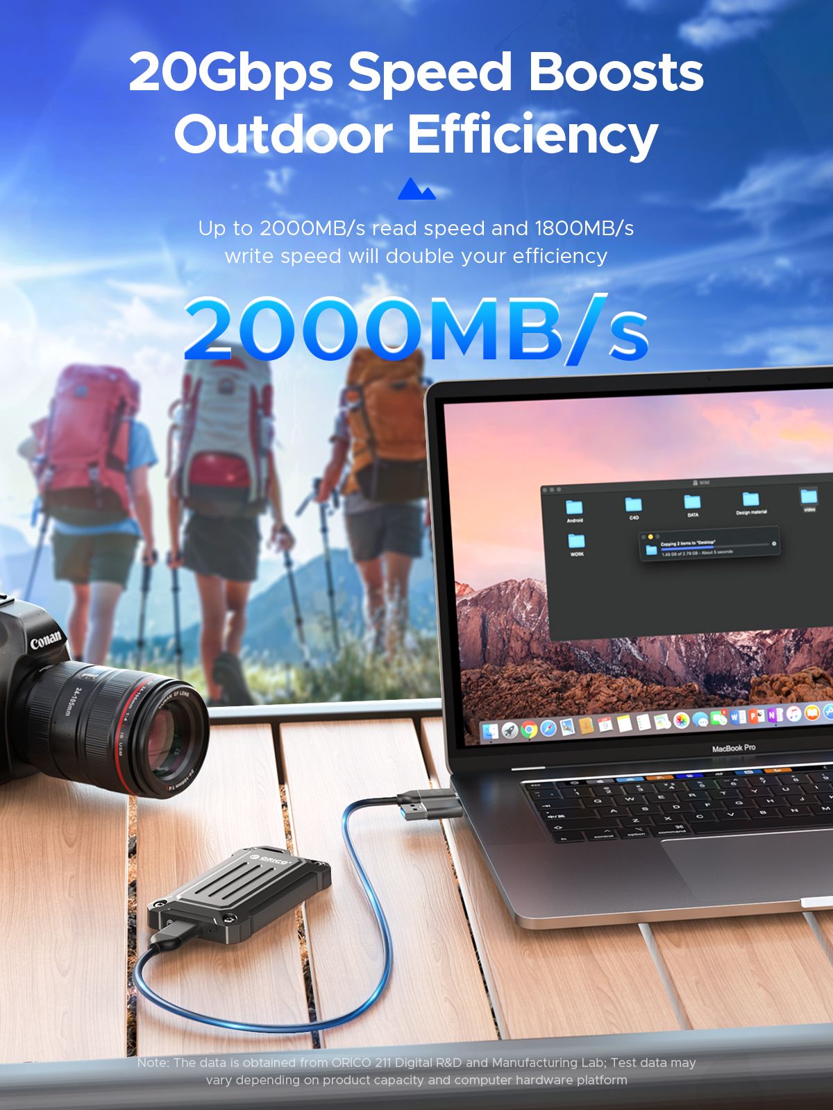 ORICO Portable SSD Up to 2000 MB/s USB 3.2 Gen 2 x 2 External Solid State Drive Water and Dust Resistance for Outdoors Zinc Allo