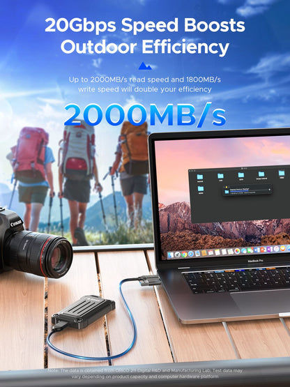 ORICO Portable SSD Up to 2000 MB/s USB 3.2 Gen 2 x 2 External Solid State Drive Water and Dust Resistance for Outdoors Zinc Allo