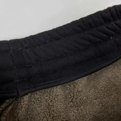 Women Autumn Winter Warm Sweatpants High Waist Drawstring Pockets Solid Color Casual Trousers Fleece Lining Thick Harem Pants