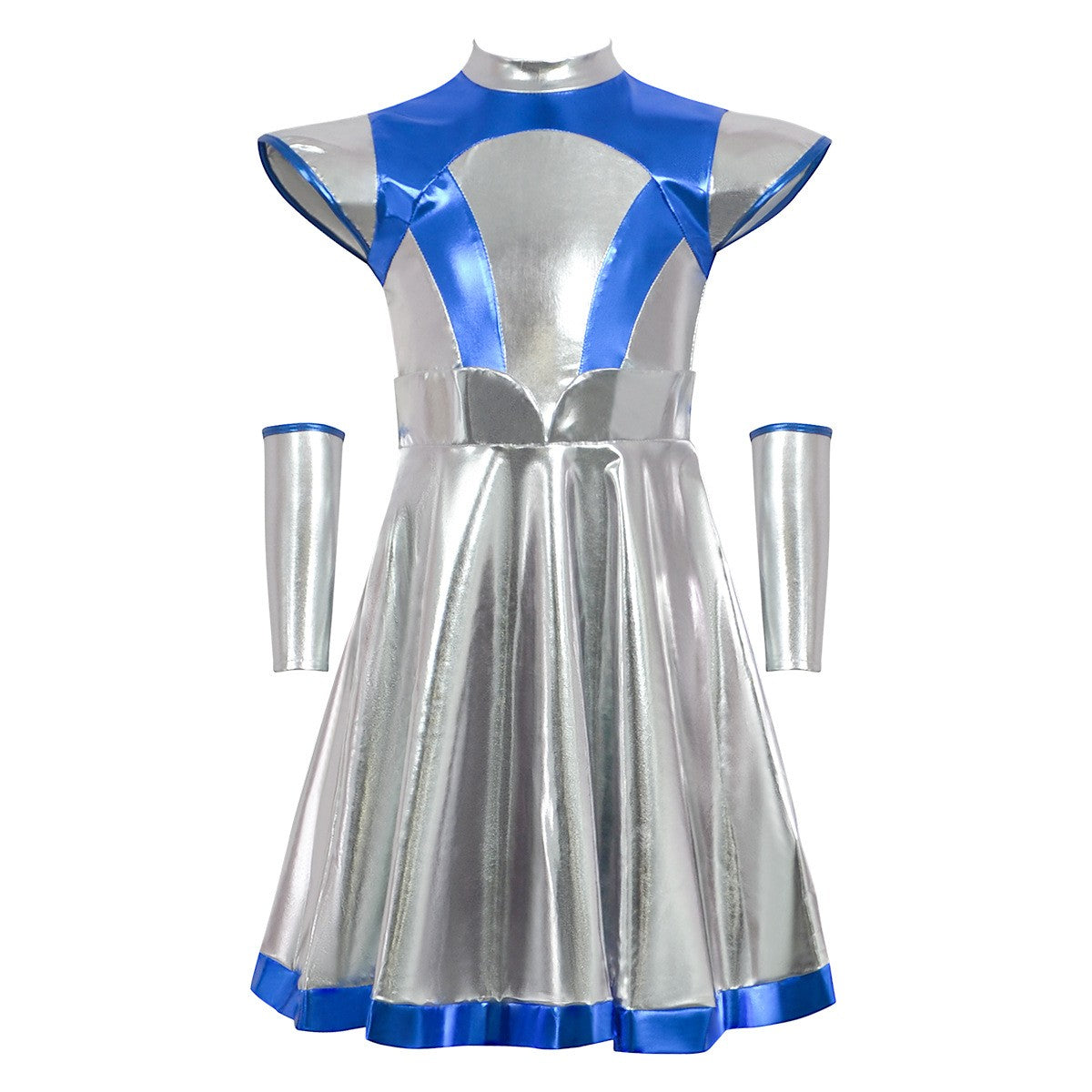 Cyber Alien Laser Reflective Alien Cosplay Dress, Adult and Children's Party Outfit, Including Tentacle Headpiece