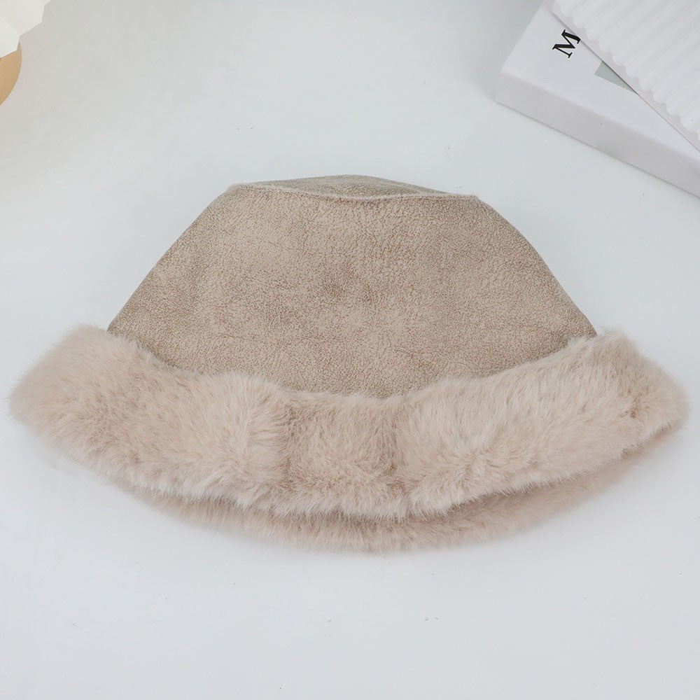 Hot Sale Fluffy Faux Fur Bucket Hats Women Warm Thick Plush Winter Hat Lady Fashion Fisherman Cap Korean Furry Bucket Hat Y2k