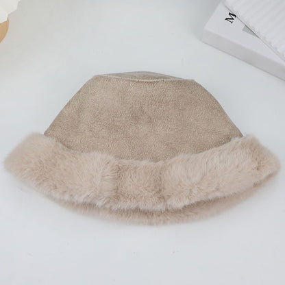Hot Sale Fluffy Faux Fur Bucket Hats Women Warm Thick Plush Winter Hat Lady Fashion Fisherman Cap Korean Furry Bucket Hat Y2k
