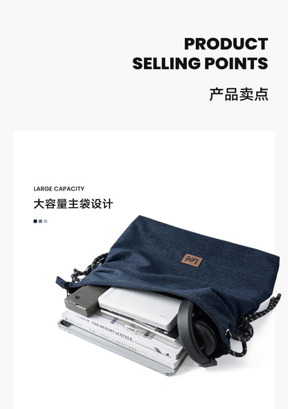 LEE Unisex Denim Blue Soft Pillow Shoulder Bags Beige Casual Simple Utility Light Ladies Large High Capacity Hobo Crossbody Bag