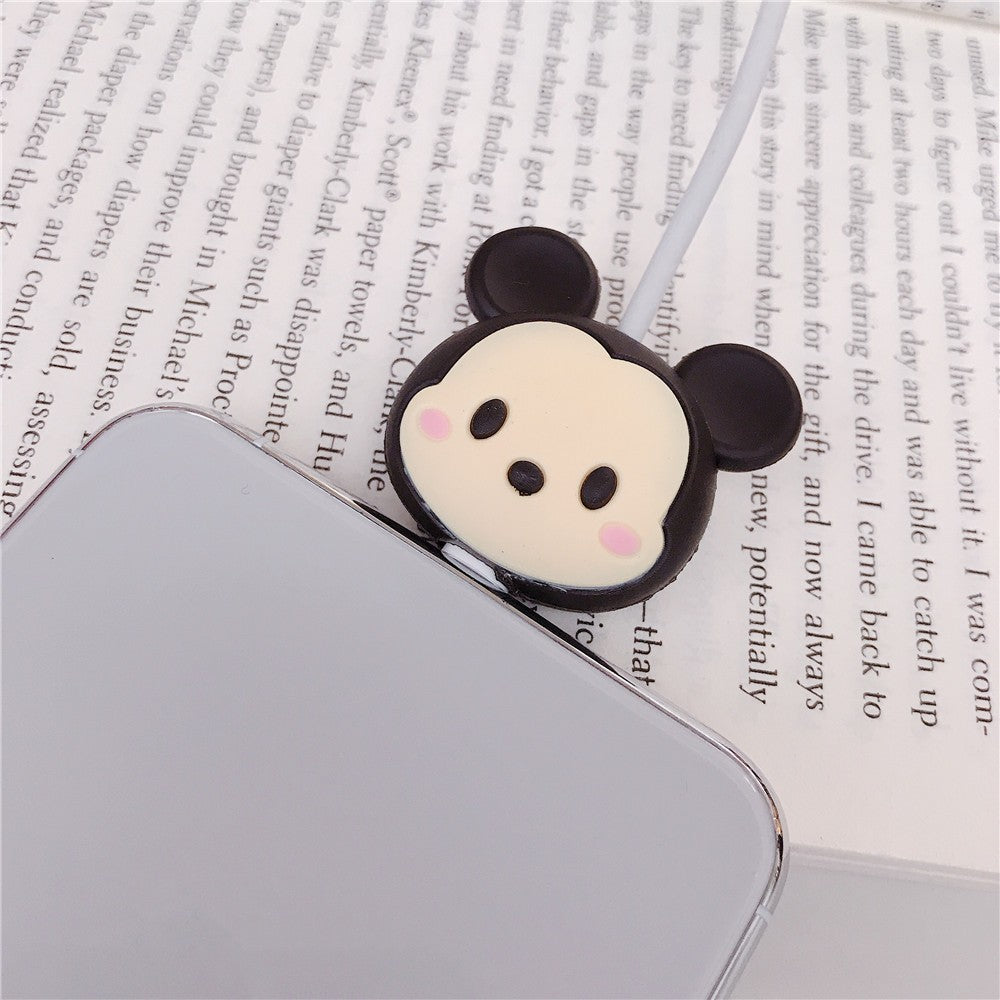 Disney Anime Mickey Mouse Charger Cable Protector Kawaii Stitch Minnie Usb Data LineHead Protection Cover Gifts