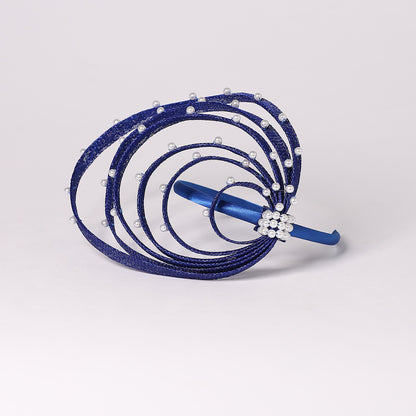 Fascinator Azul Royal com Pérolas Falsas - Elegante Toucado de Casamento, Chapéus Derby para Mulheres, Eventos de Coquetel, Chá e Igreja