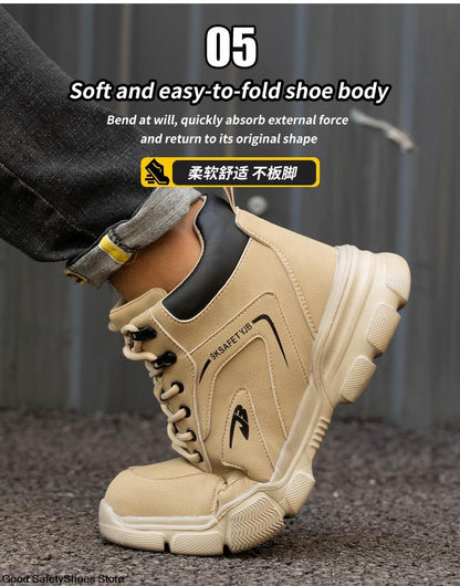 Botas de Segurança Masculinas com Biqueira de Aço Indestrutíveis para Construção Botas de Segurança à Prova de Perfurações Calçados de Trabalho Masculinos Protetores