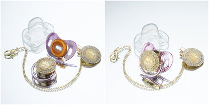 Miyocar Bling Custom Pure Green Pacifiers Bring 3 Replacement Silicone Teat Include All Size for Boy Girl Baby Shower Gift