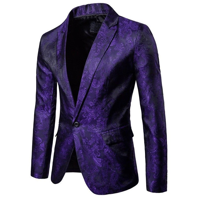 Multi Colors Men's Suit Palace Style Dark Pattern Design and Fashionable One Button Buckle Slim Fit Blazer Mujer Clothing