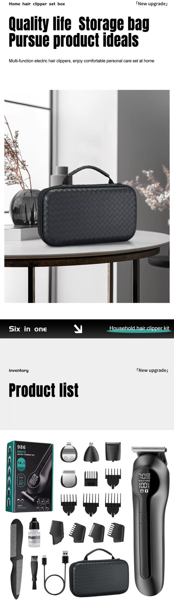 Xiaomi Youpin 6-in-1 Multifunctional Grooming Kit Hair Clipper With Digital Display High Power Electric Shaver Nose Hair Trimmer