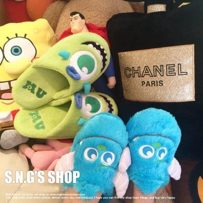 Pantufa de Anime Universidade Monstros Disney Monstros SA Mike Wazowski Sullivan Quente de Inverno Antiderrapante Desenho Animado Sapatos Domésticos