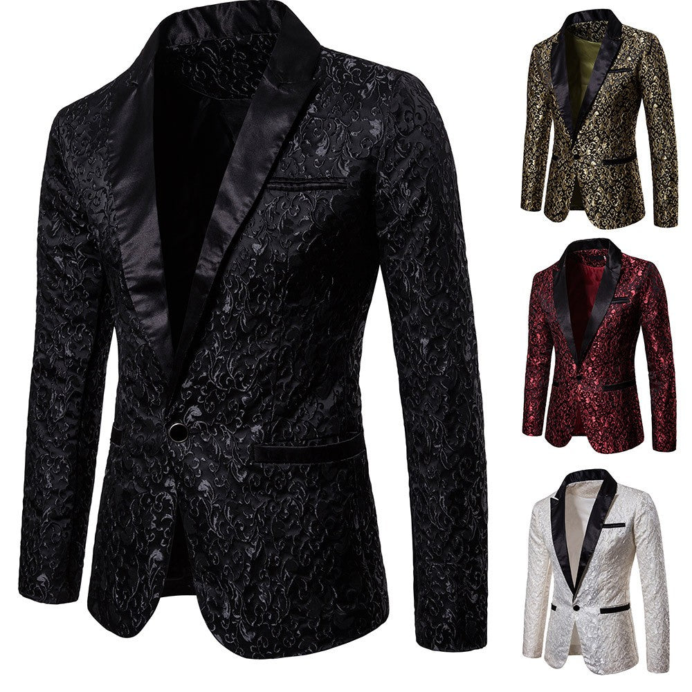 Men's Floral Party Dress Suit Stylish Dinner Jacket Bartender Wedding Blazer Holiday Gifts Prom Tuxedo Men's Coat Jacket