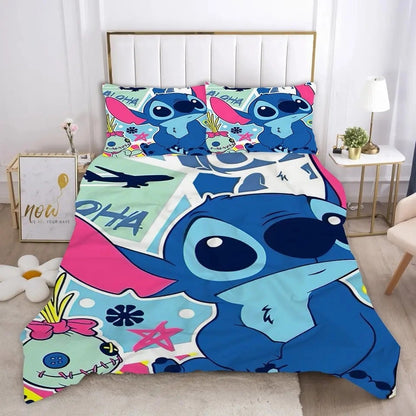 Stitch 3-Piece 1 Quilt Cover One Piece Bedding Set Comforte Luxus  Exquisite Birthday Gift 100% Polyester Home Decor