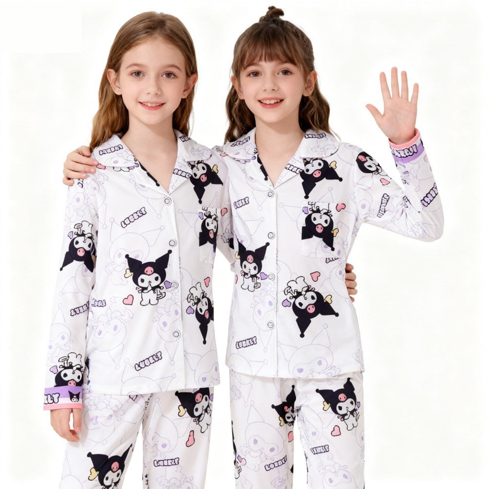 Sanrio Kuromi Girls Pajamas Sets Pijamas Navideños Melody Cinnamoroll Kids Pyjamas Girls Clothes 2pcs Full Sleeve & Pants Sets