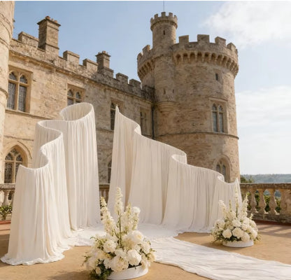 SMOOTH new trend metal wave arch curtain background curtain S-shaped fabric hanging curtain, suitable for wedding decoration