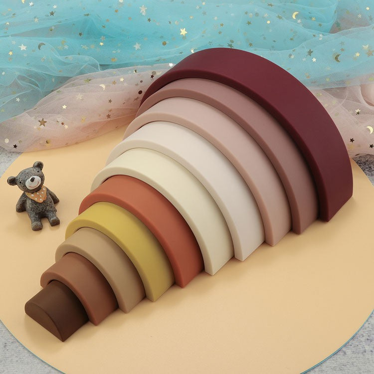10Pcs/Set Baby Silicone Building Block BPA Free Rainbow Soft Block 3D Educational Montessori Stacking Toys Baby Teether Gift