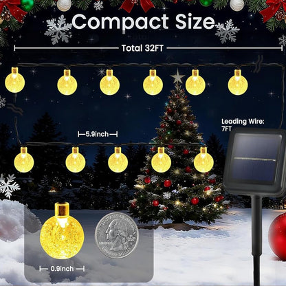 Outdoor Christmas LED String Lights - Waterproof Solar-Powered Decor - Perfect for Garden, Courtyard, Wedding & Terrace