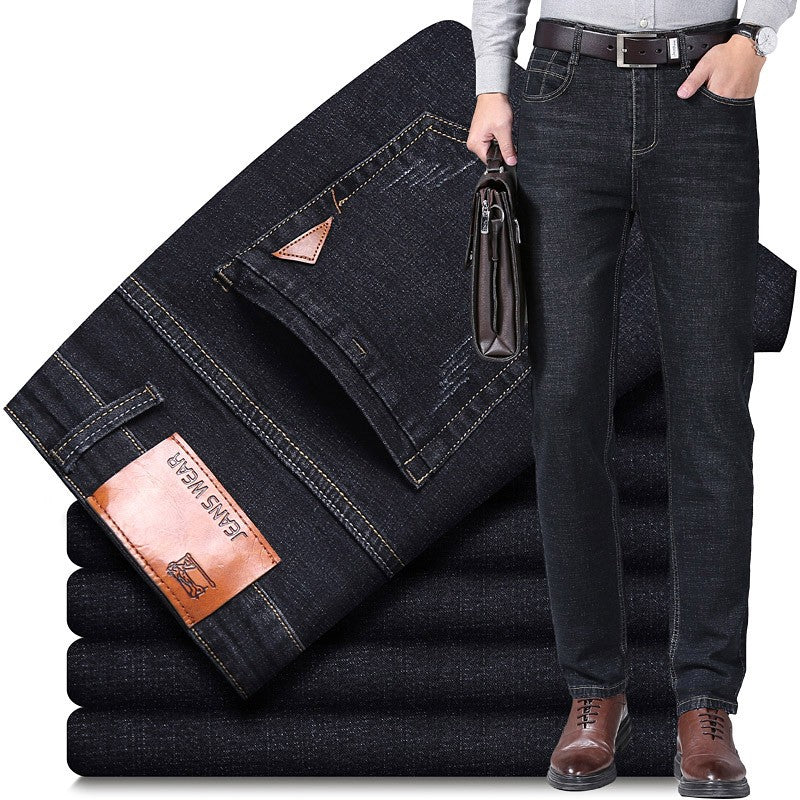 2024 NOVO Calça Jeans Masculina da Moda Business Estilo Clássico Casual Elástica Slim Jeans Masculina Marca Calças Jeans Pretas Azuis