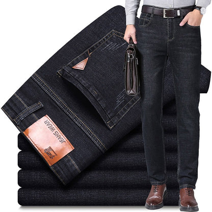 2024 NOVO Calça Jeans Masculina da Moda Business Estilo Clássico Casual Elástica Slim Jeans Masculina Marca Calças Jeans Pretas Azuis