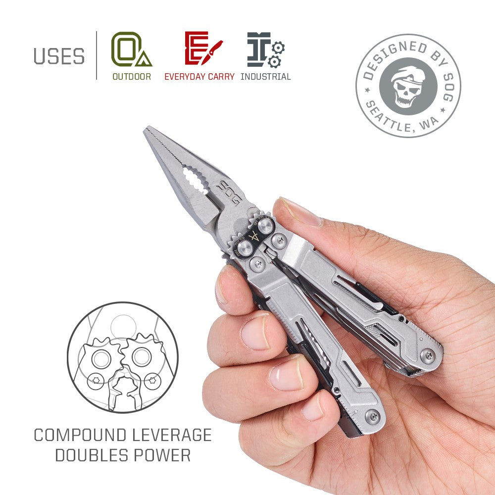 SOG PowerPint Ferramenta Múltipla Tática 18 em 1 com Alicate Dobrável e Faca - Equipamento EDC Compacto para Acampamento ao Ar Livre, Sobrevivência e Caminhada