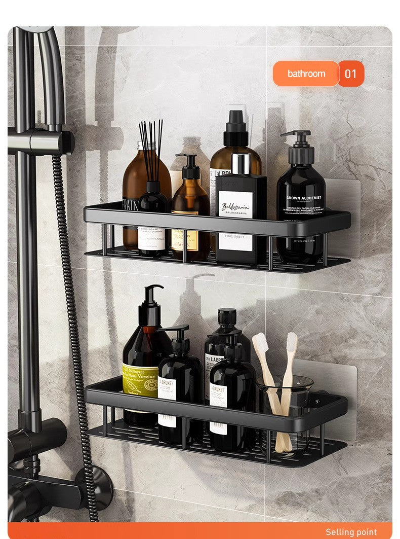 Prateleira de Armazenamento para Banheiro Aço Inoxidável Antiferrugem Prateleira de Chuveiro com Ventosa Utensílios Domésticos de Armazenamento