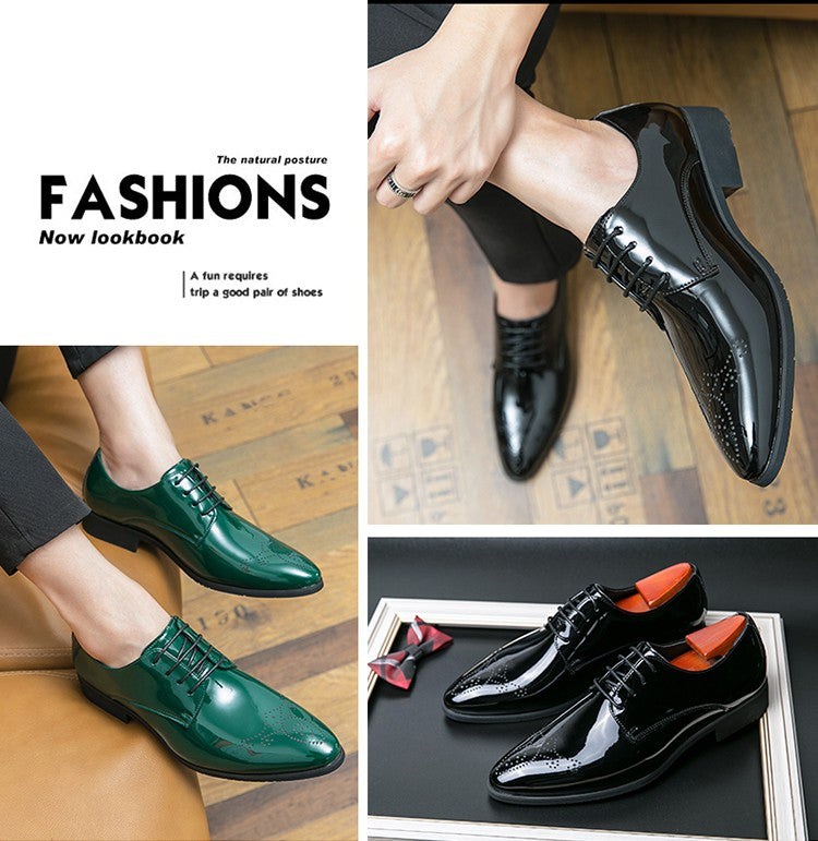 High Quality Green Men Oxfords Shoes Pointed Formal Shoes Man Patent Leather Shoes Lace-Up Business Dress Shoes Men Big size 48