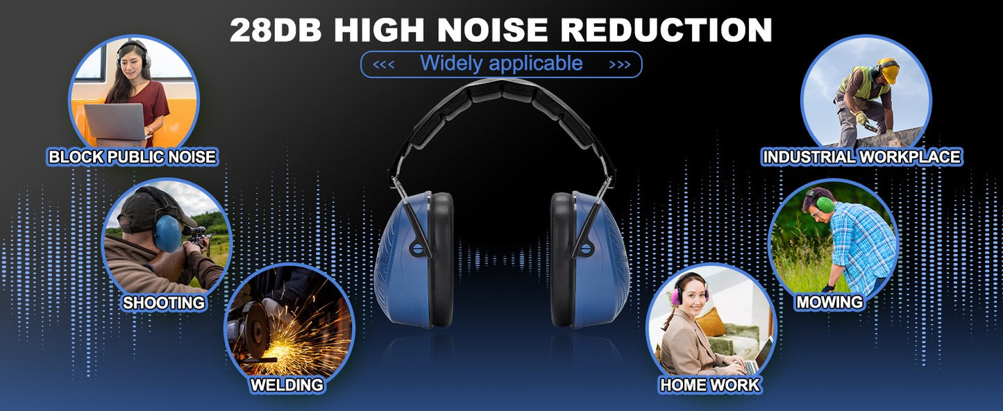 ZOHAN Earmuffs Shooting Ear Protector Hear Protection Passive Muffs Safety Noise Reduction Cancelling Headphone NRR28db