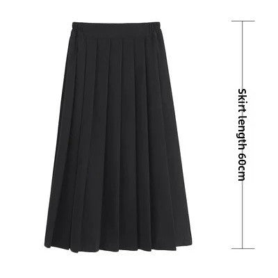 Spring Hot Sale Of The Season Women's Basic JK Uniform Skirt A- Line Elastic Waist Dark Blue Pleated Skirt College Style Half-le