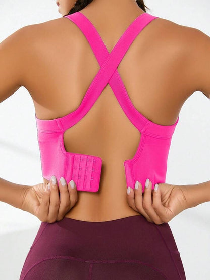 Sports and beautiful back bra set, cross-back sports bra, no chest pad, adjustable size, and can be worn inside normally.