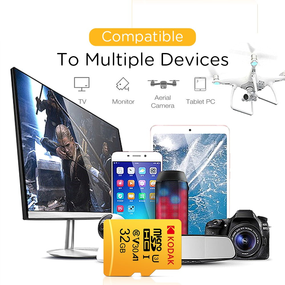 KODAK Micro SD Card RED Memory Card with Adapte 32GB MicroSDHC 64GB MicroSDXC MicroSD C10 A1 TF Flash Cards Cartao De Memoria