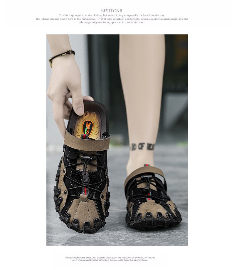 Men plus size Baotou casual sandals summer soft-sole non-slip outdoor beach shoes fashion youth outdoor dual-use sports slippers